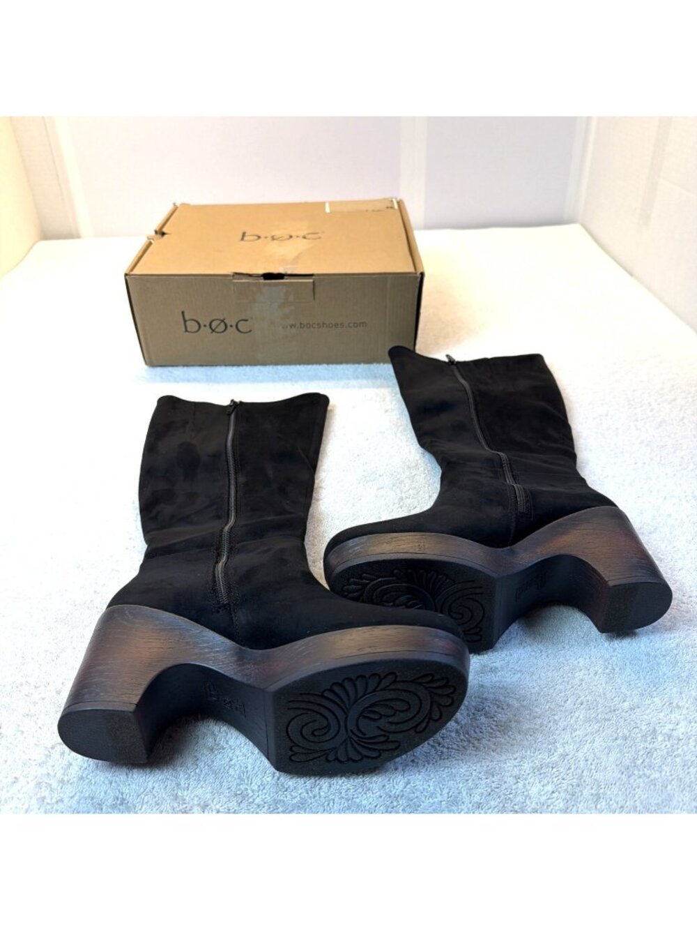 BOC Born Brogan Boot Tall Microsuede Black Platform Sole Women SZ 6 New in Box